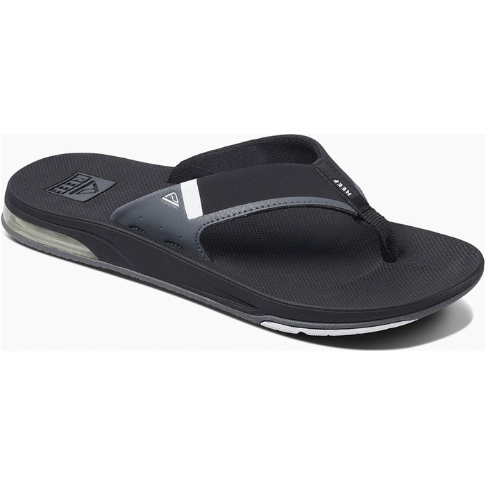 2019 Reef Mens Fanning Flip Flops Black White RF0A3KIH Footwear